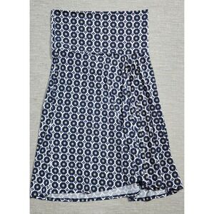 Max Studio Navy Blue Floral Medallion Print A-Line Skirt Small